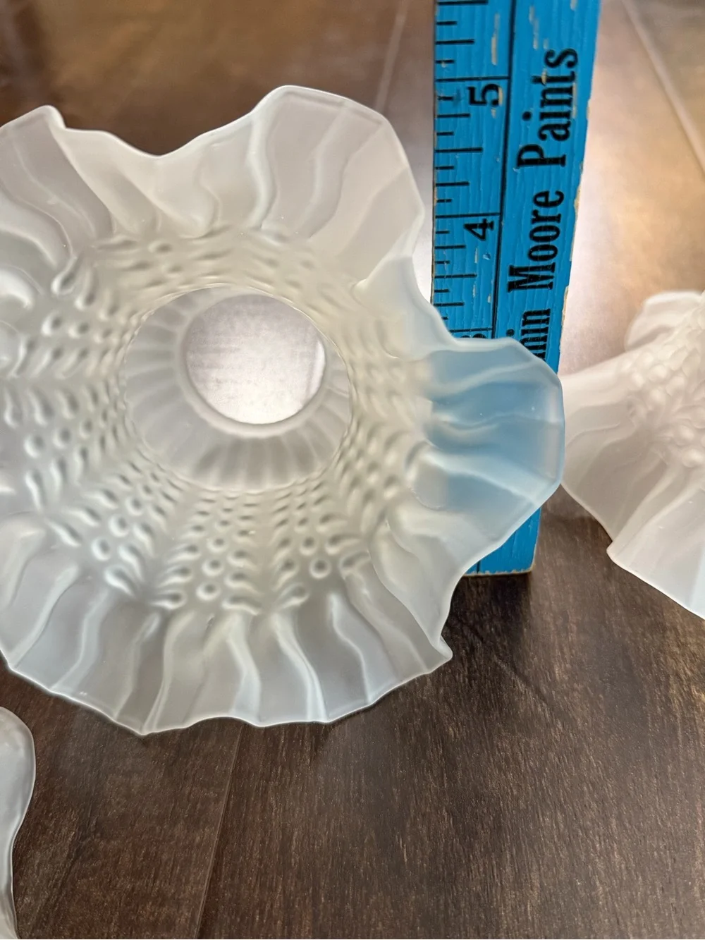Vintage Frosted Glass Ruffled Lamp Shade - Home Accents